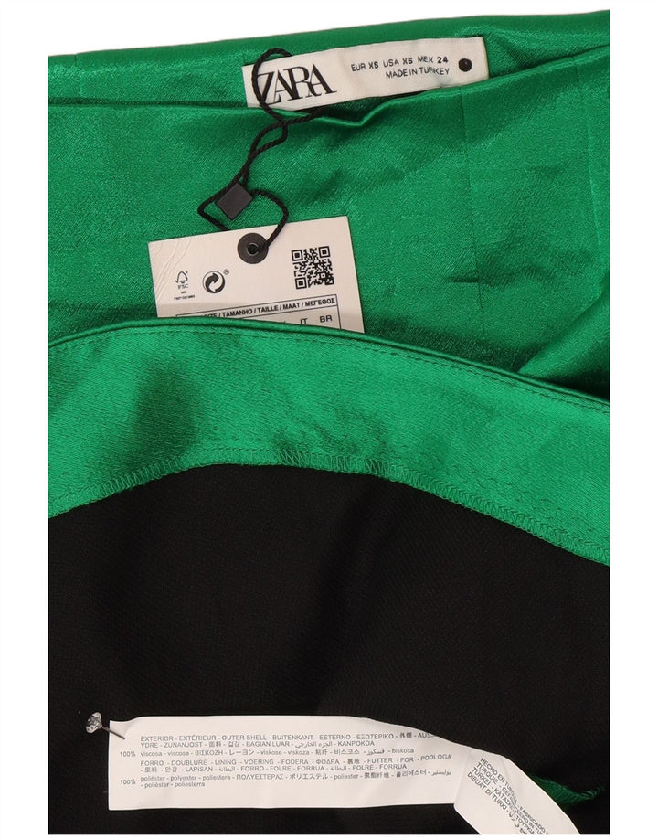 Minigonna Zara Donna XS W24 Viscosa Verde