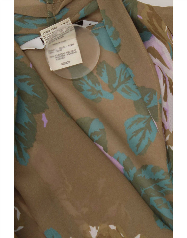 Marella Donna Wrap Crop Shirt Camicetta UK 12 Poliestere floreale marrone medio