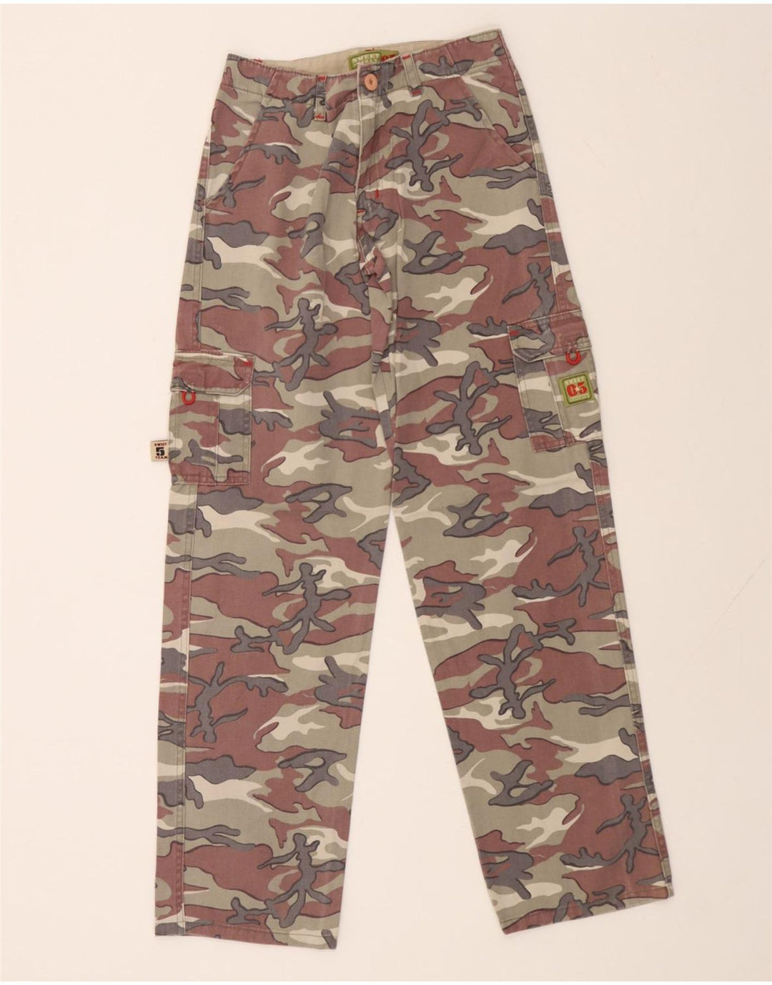 VINTAGE Womens Straight Cargo Trousers W26 L30 Grey Camouflage Vintage Vintage and Second-Hand Vintage from Messina Hembry 