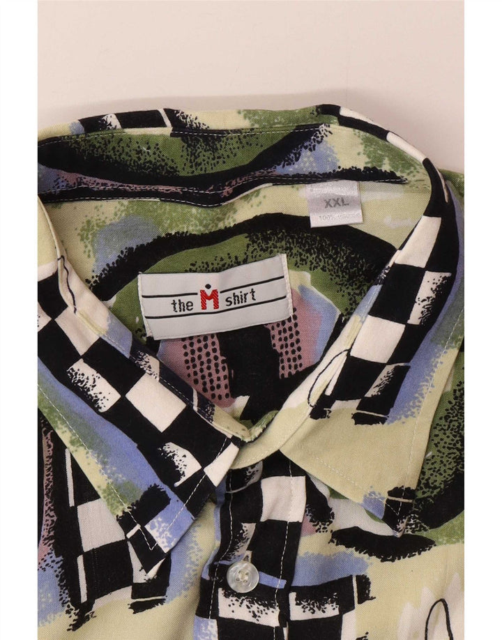 Camicia vintage da uomo a maniche corte 2XL Viscosa geometrica multicolore