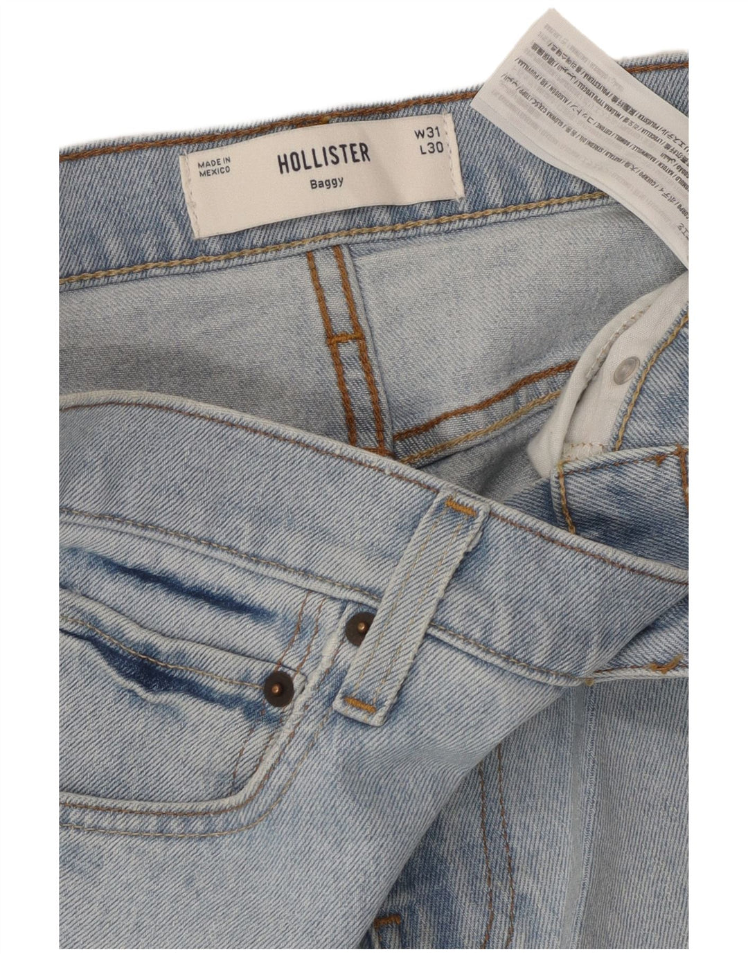 Jeans larghi da uomo HOLLISTER W31 L30 in cotone blu