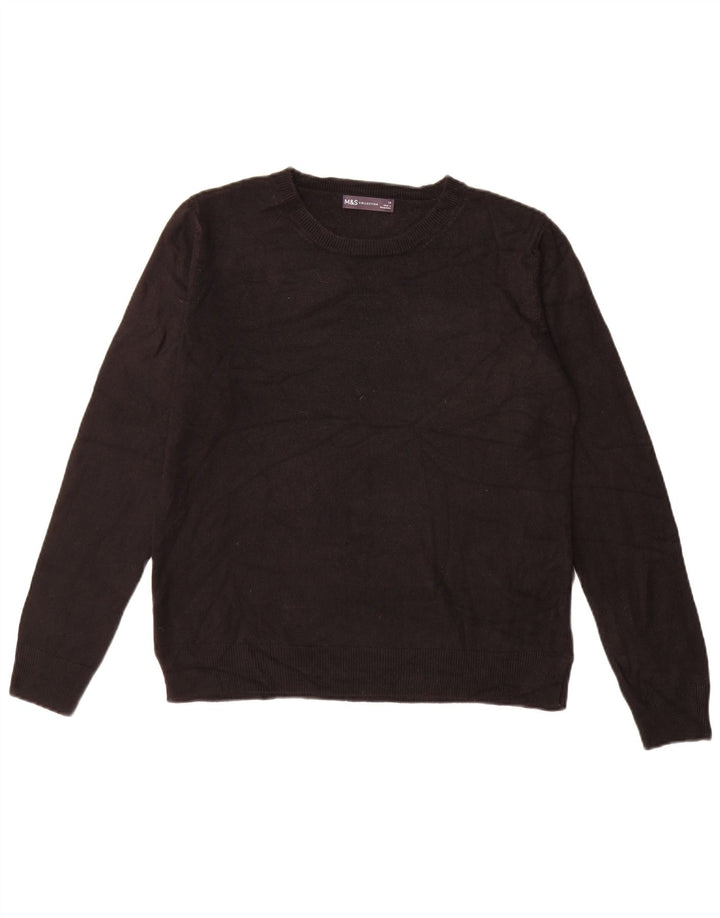 Maglione maglione girocollo da donna Marks & Spencer UK 14 grande acrilico nero