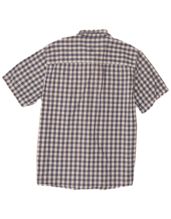 Fat Face Camicia da uomo a maniche corte dal taglio classico, grande in cotone a quadretti blu