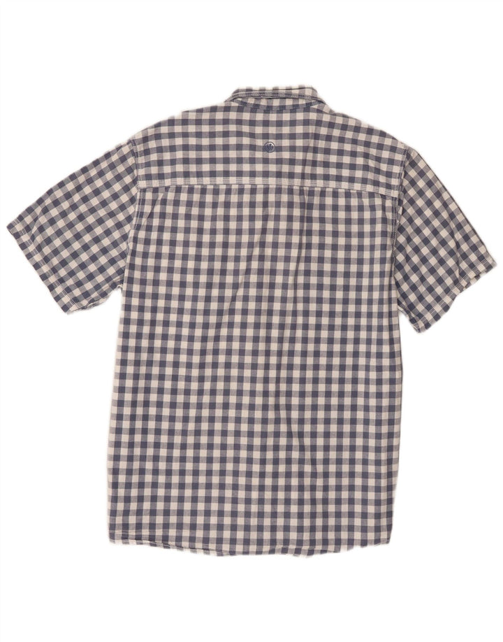Fat Face Camicia da uomo a maniche corte dal taglio classico, grande in cotone a quadretti blu