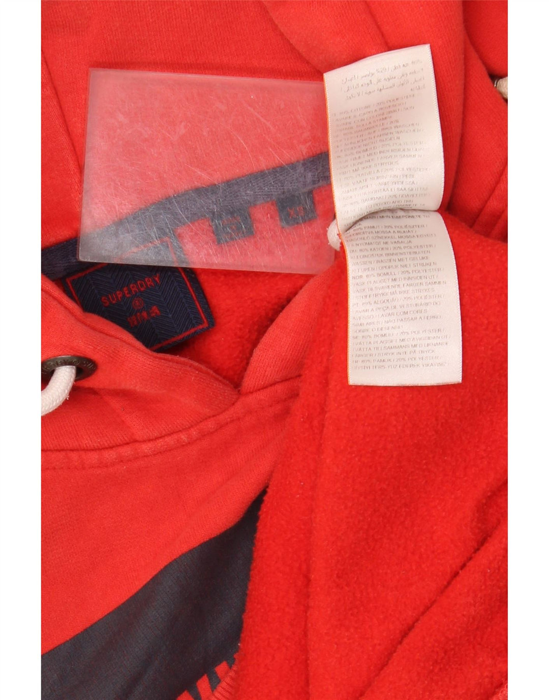 Felpa con cappuccio grafica da uomo SUPERDRY XS in cotone rosso