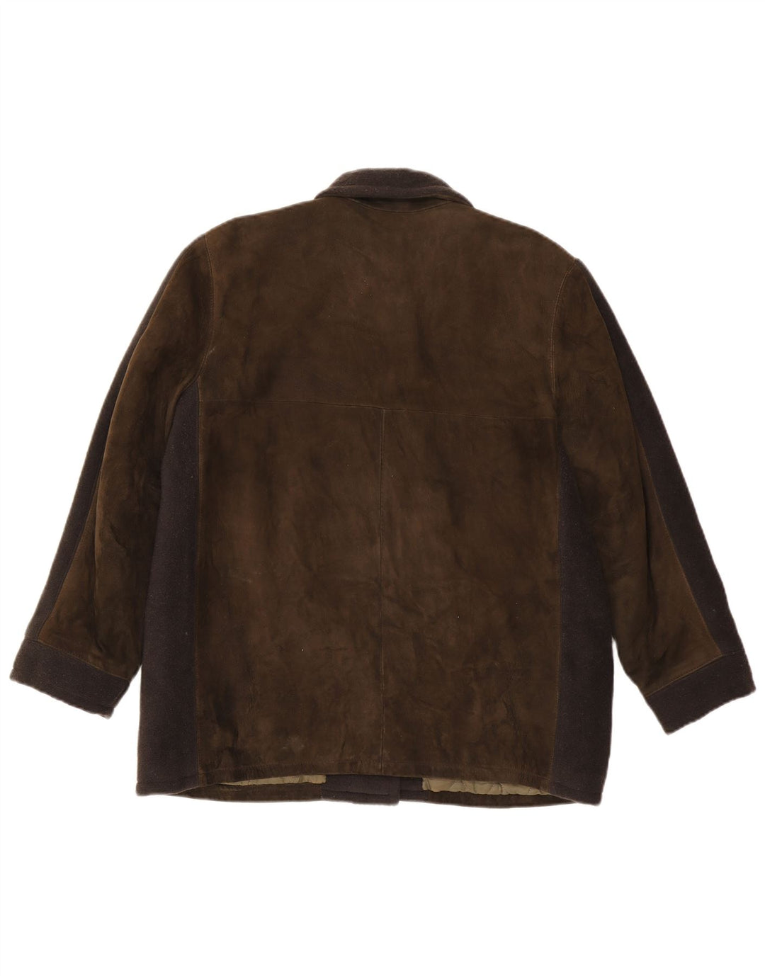 Giacca vintage in pelle scamosciata da donna UK 16 grande blocco colore marrone