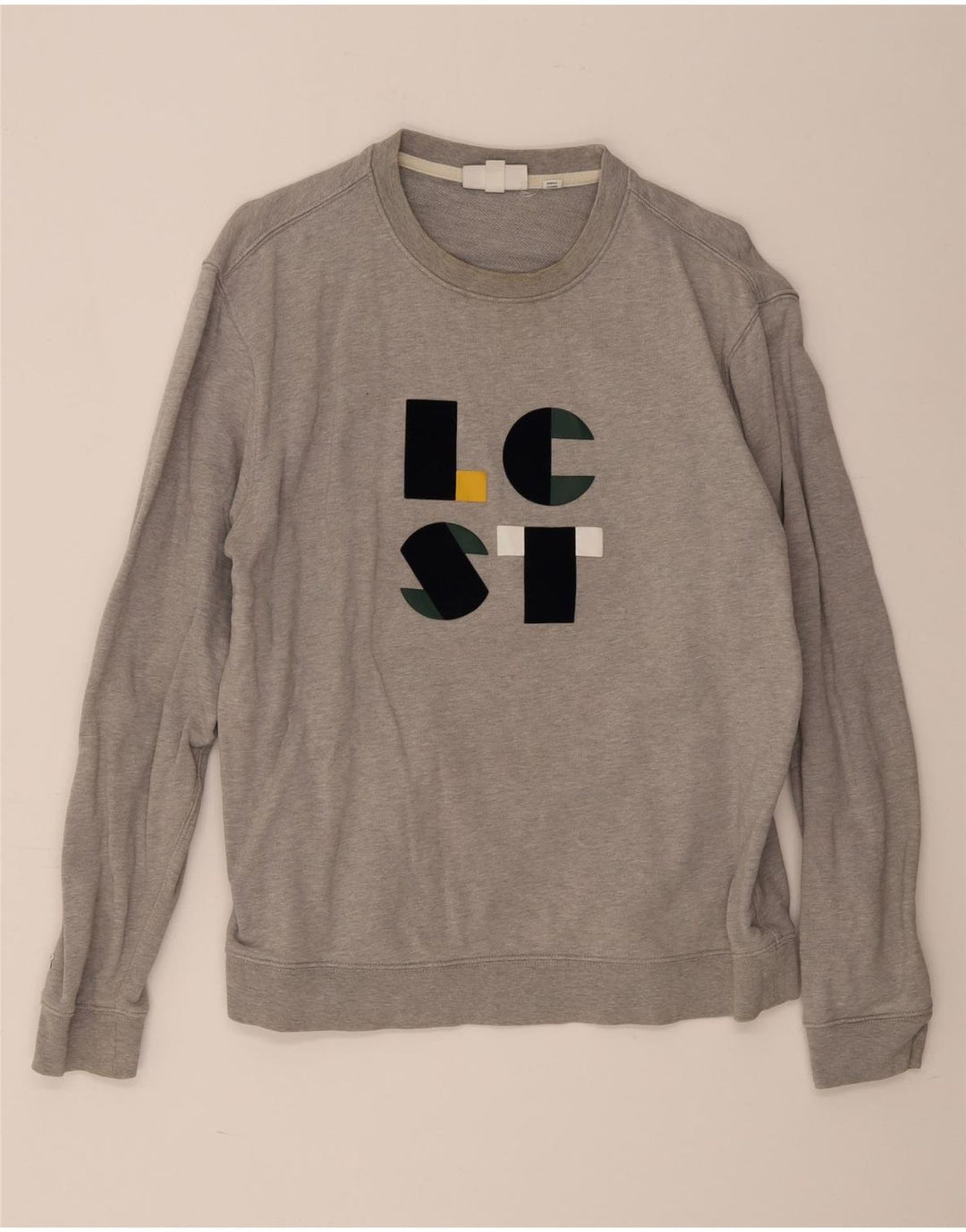 Felpa grafica da uomo Lacoste, taglia 5, grande, cotone grigio
