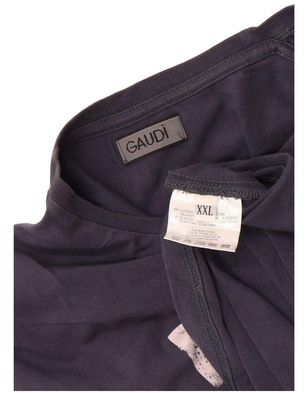 Top grafico da uomo Gaudi manica lunga 2XL cotone blu navy