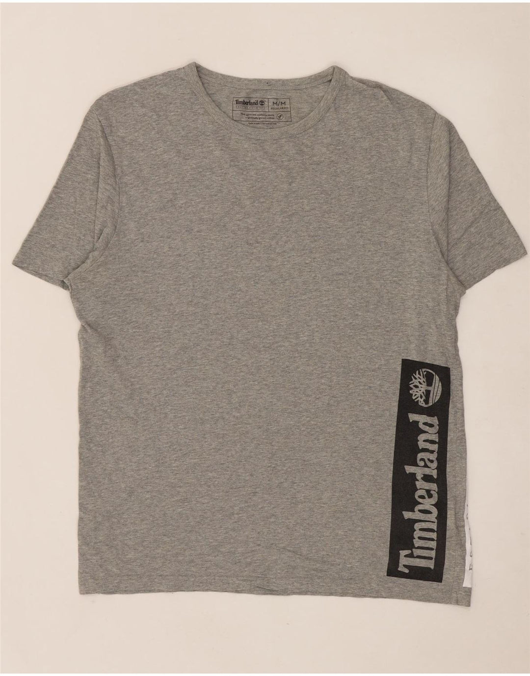 TIMBERLAND T-shirt grafica da uomo con vestibilità regolare, top in cotone chiazzato grigio medio