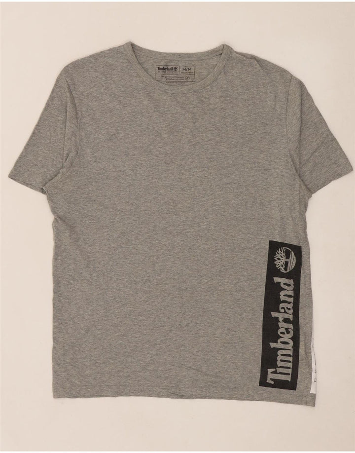 TIMBERLAND T-shirt grafica da uomo con vestibilità regolare, top in cotone chiazzato grigio medio