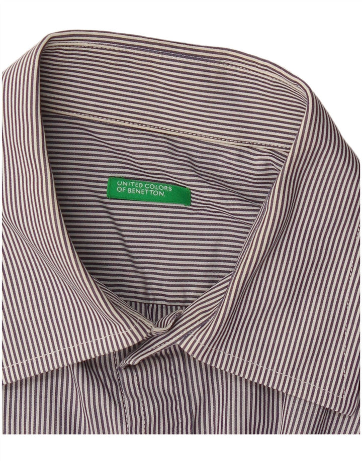 Camicia Uomo BENETTON Piccola Gessata Blu Navy