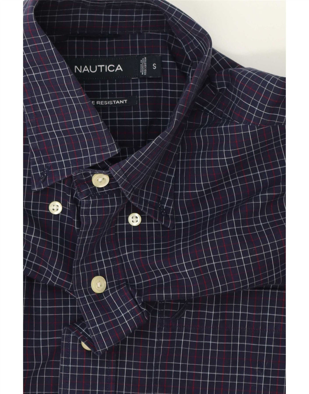 Camicia da uomo Nautica piccola in cotone a quadri blu navy