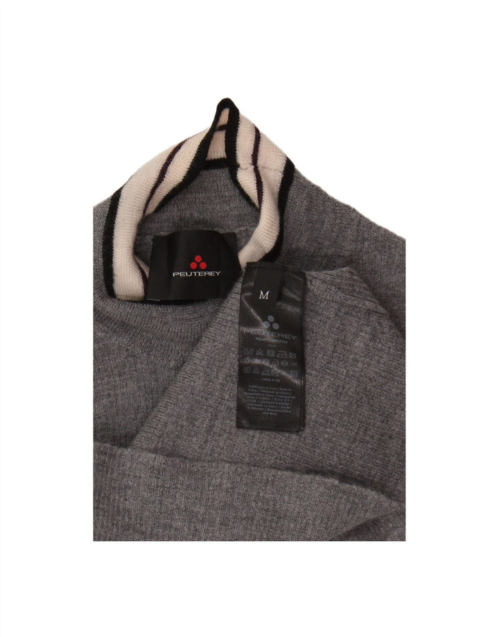 PEUTEREY Womens Turtle Neck Jumper Sweater UK 12 Medium Grey Wool