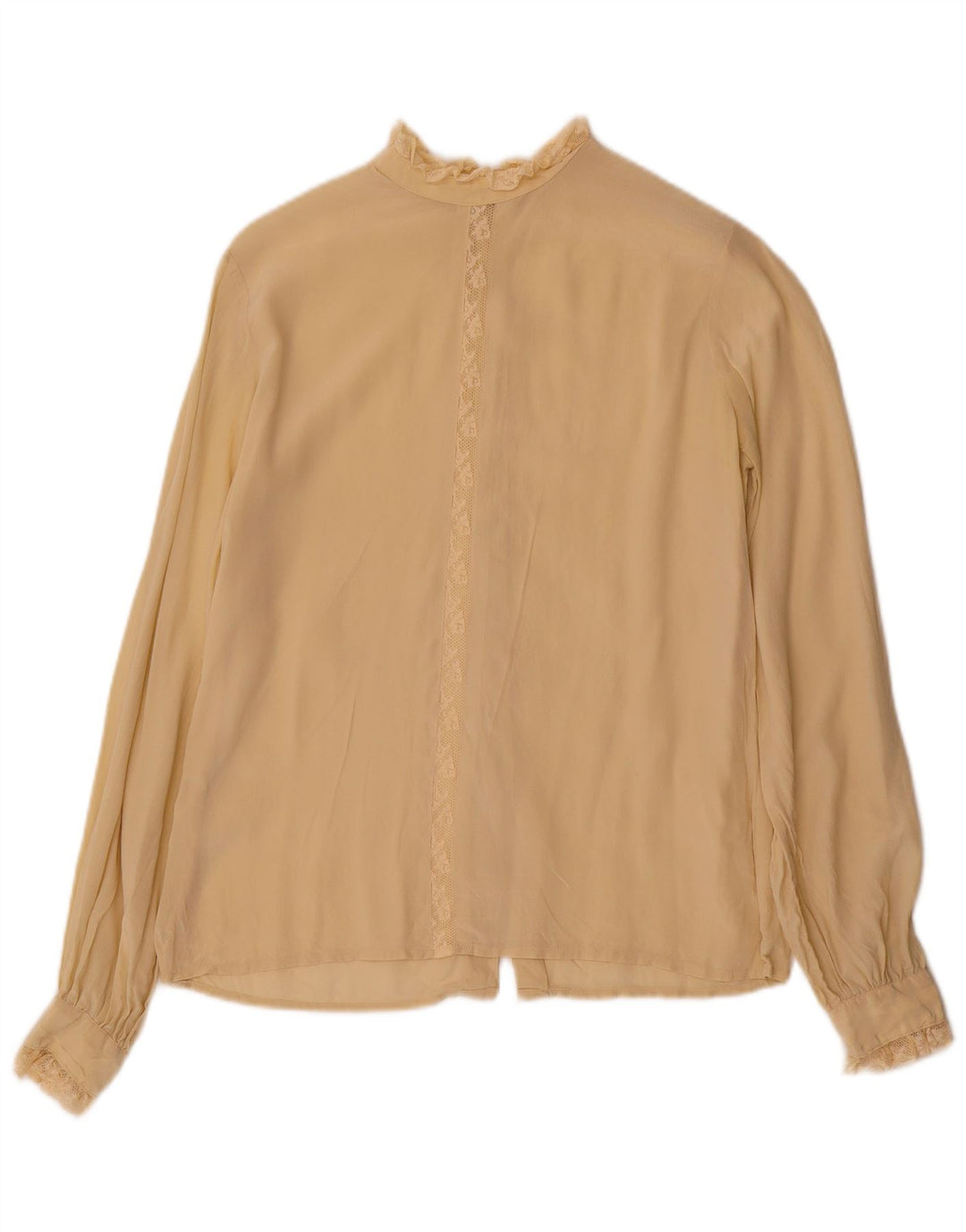 Camicetta camicia vintage da donna UK 12 Beige medio