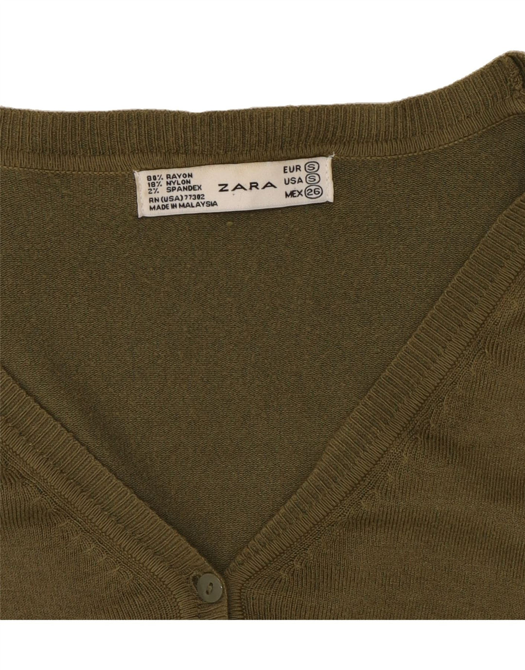 ZARA Womens Cardigan Sweater UK 10 Small Green Rayon Vintage Zara and Second-Hand Zara from Messina Hembry 