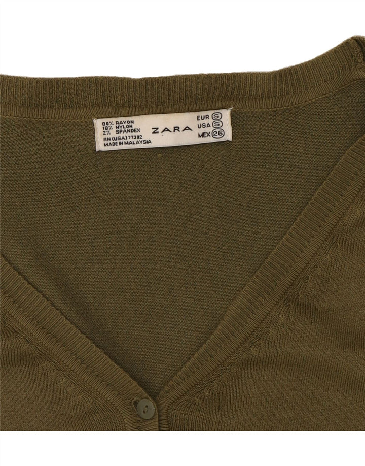 ZARA Womens Cardigan Sweater UK 10 Small Green Rayon Vintage Zara and Second-Hand Zara from Messina Hembry 