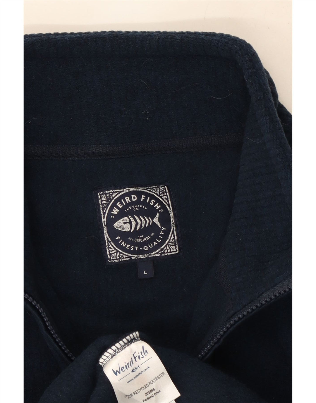 Felpa da uomo con collo con zip Weird Fish, grande poliestere blu navy