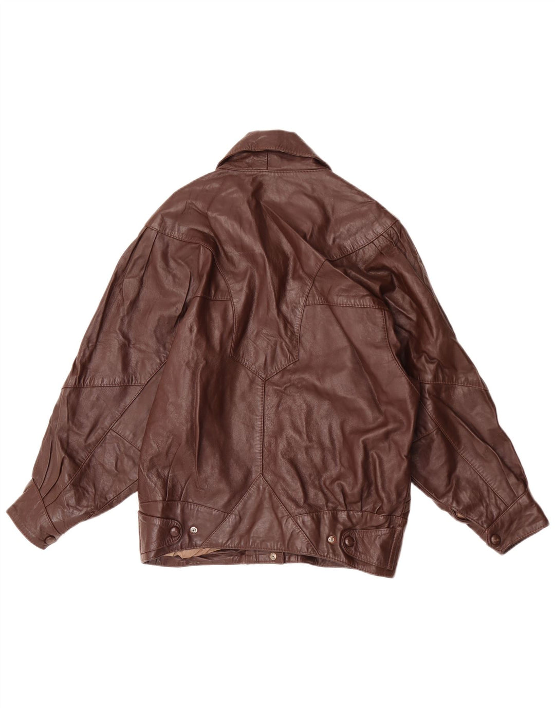 Giacca in pelle vintage da donna UK 14 grande marrone