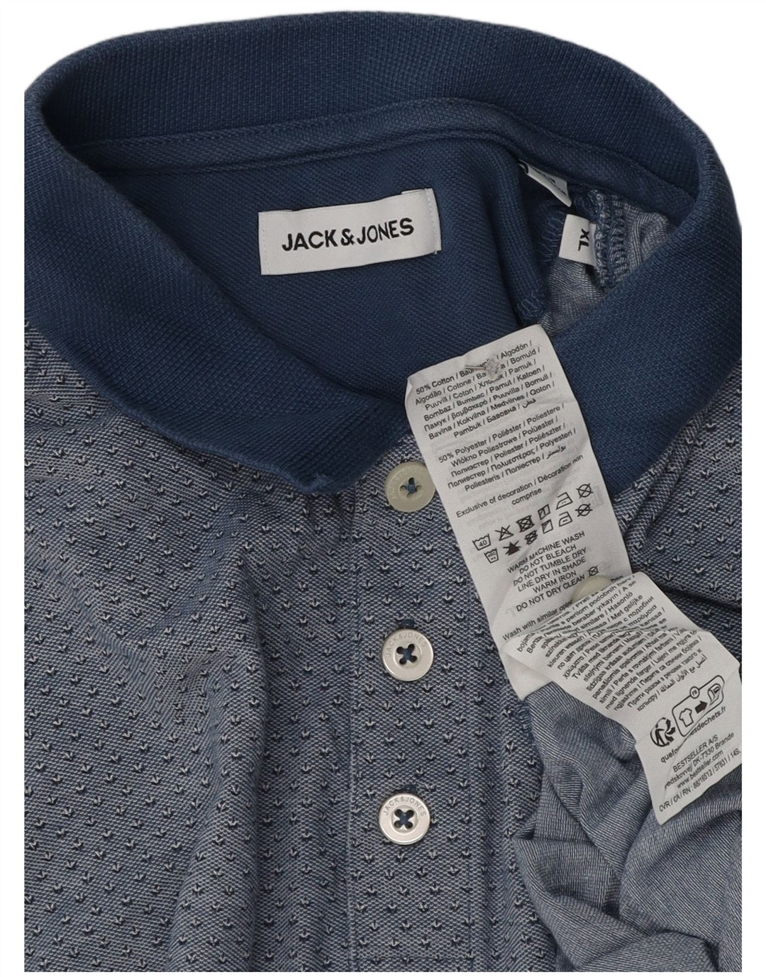 Polo da uomo Jack & Jones XL in cotone maculato blu