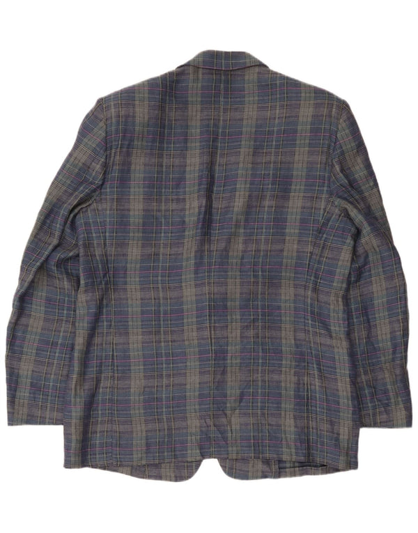 Giacca blazer da uomo a 2 bottoni Principles UK 40 Grande lino a quadri blu navy