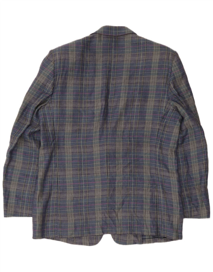 Giacca blazer da uomo a 2 bottoni Principles UK 40 Grande lino a quadri blu navy