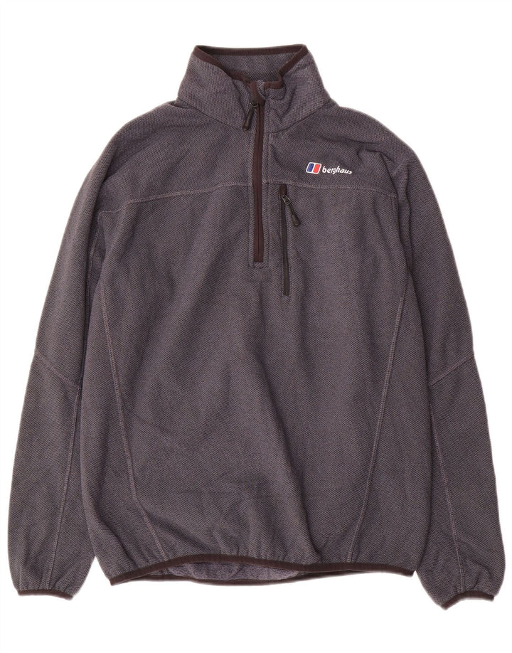 BERGHAUS Felpa con collo con zip da uomo Maglione piccolo poliestere grigio