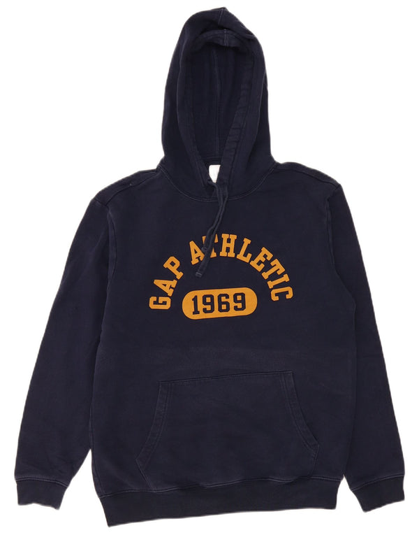 Gap Mens Graphic Hoodie Jumper Small Navy Blue Cotton