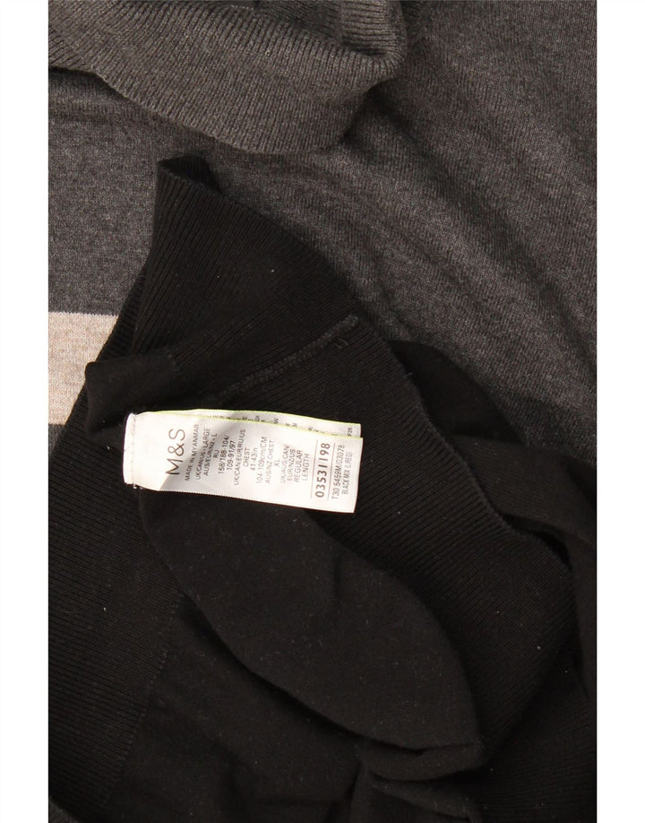 Maglione maglione a collo alto da uomo Marks & Spencer grande color block nero