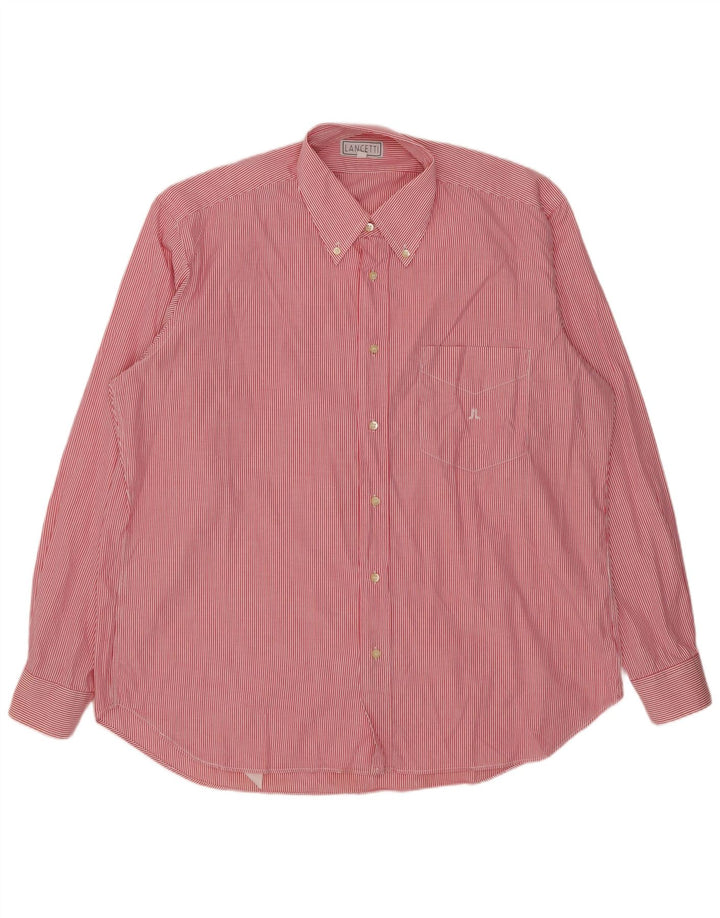 Camicia da uomo LANCETTI Taglia 43 17 XL Gessato rosso