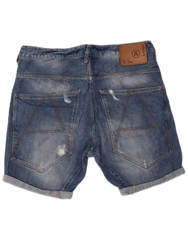 G-STAR Mens Denim Shorts W34 Large Blue Cotton