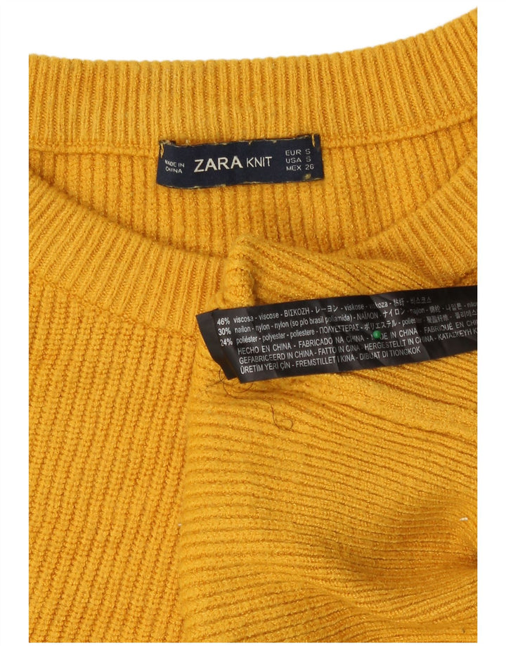 Maglione corto girocollo oversize da donna Zara UK 10 piccolo giallo
