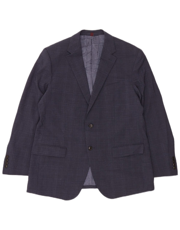 Giacca blazer a 2 bottoni da uomo Marks & Spencer UK 42 XL blu navy a quadri