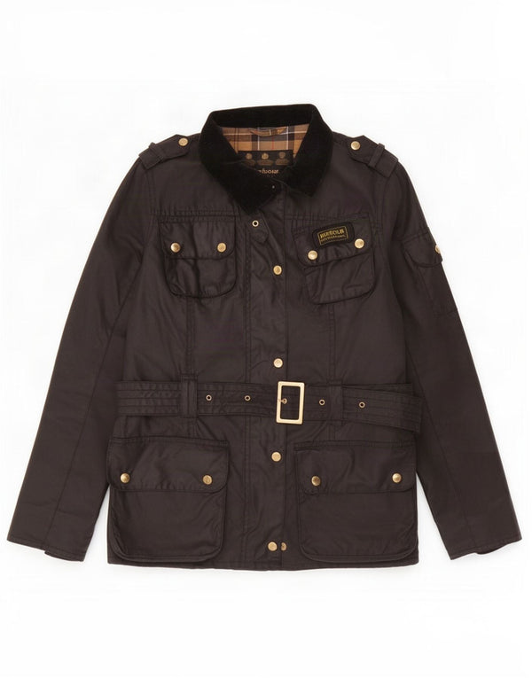 Giacca da donna in cotone cerato Barbour UK 14 grande nera