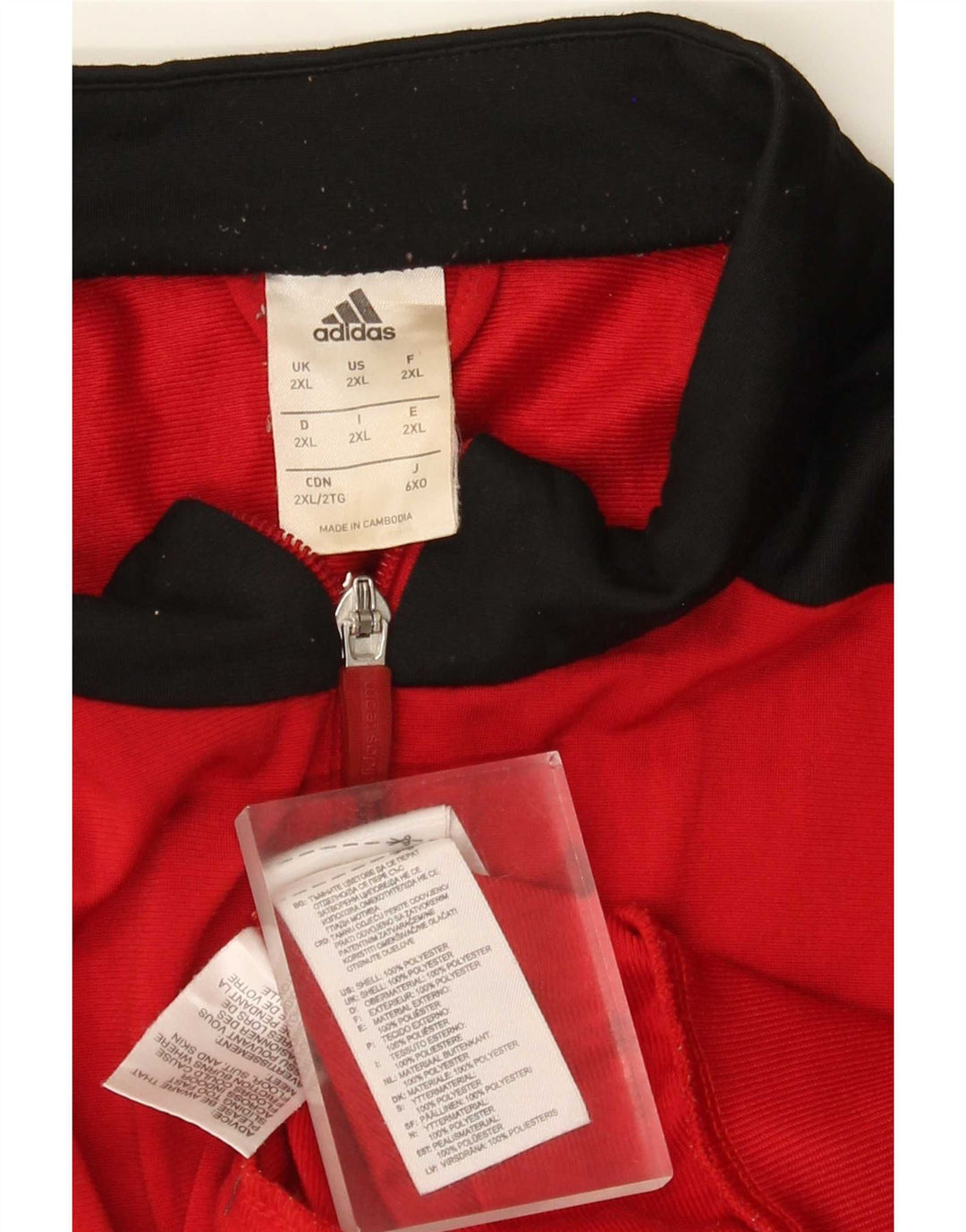 Giacca da tuta da uomo Adidas 2XL Poliestere color block rosso