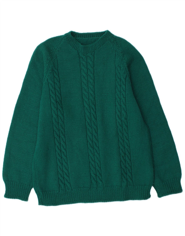 Maglione maglione girocollo da uomo vintage verde medio