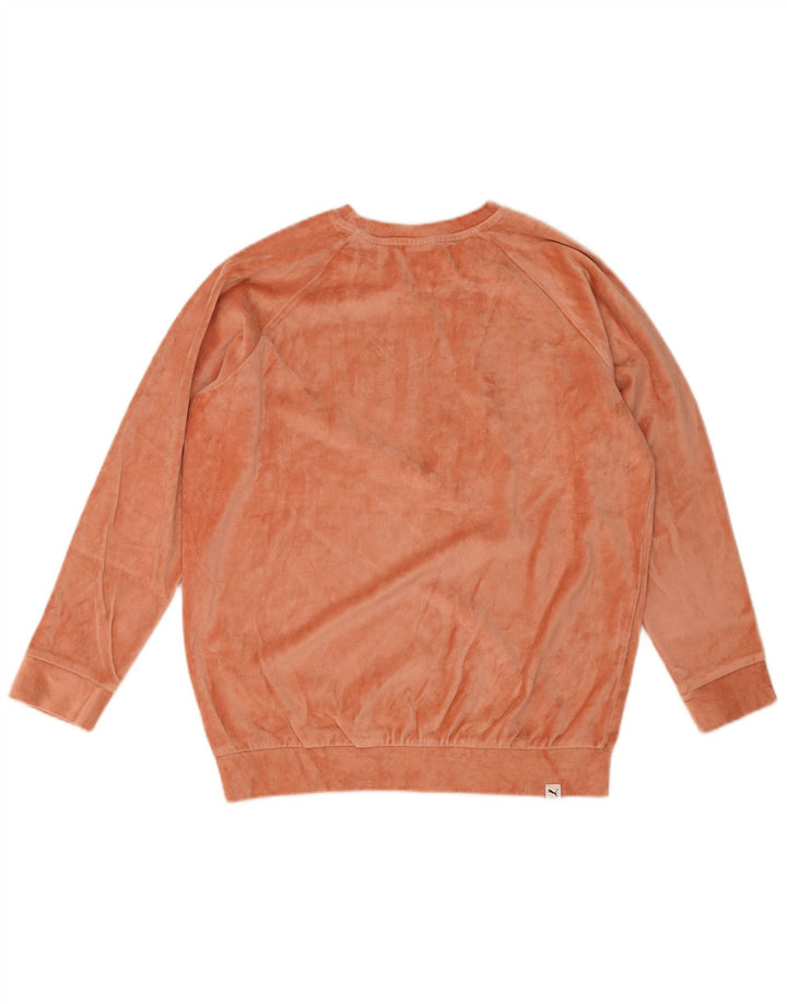Felpa da donna in velluto con grafica Puma, maglione UK 12, arancione medio