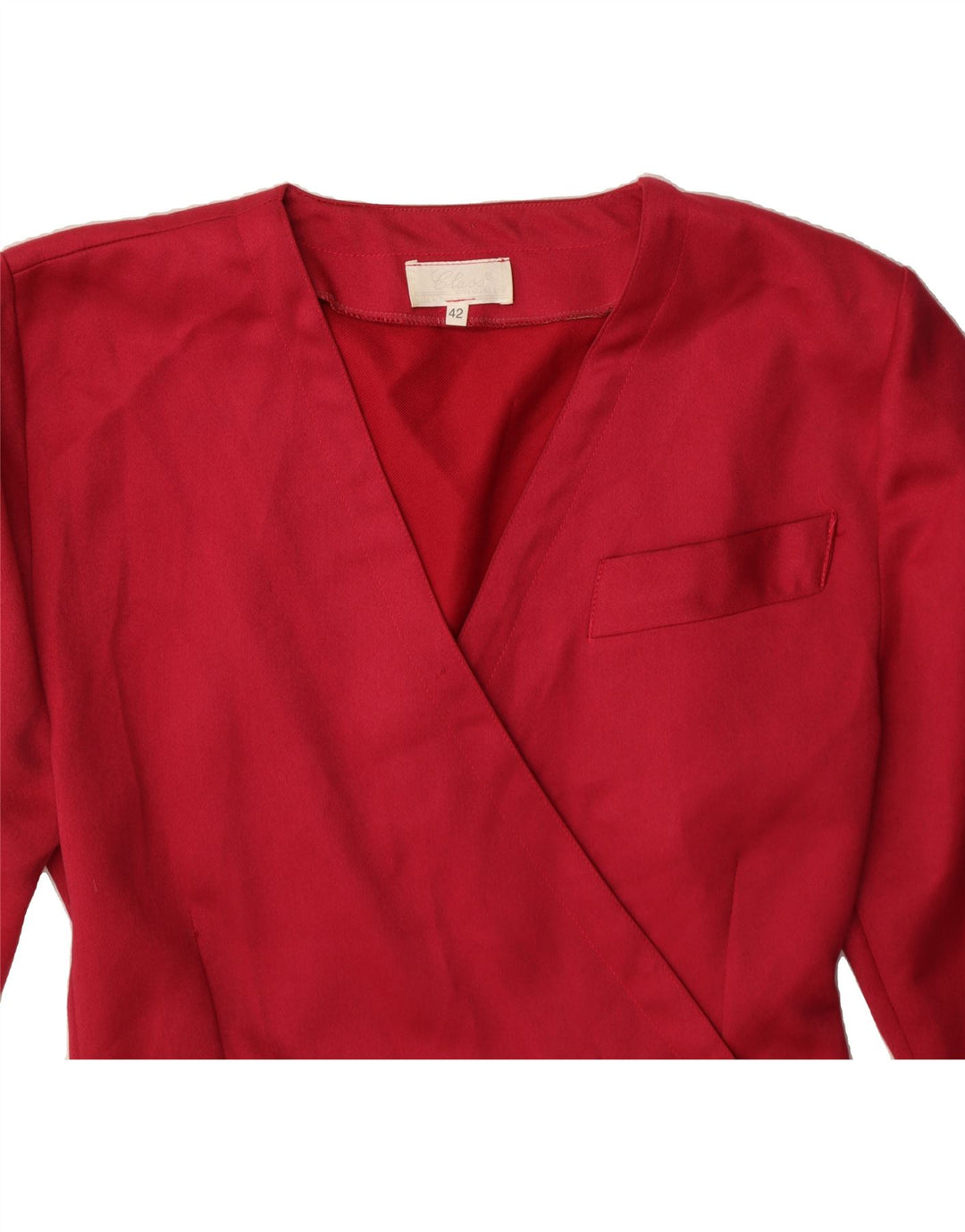 VINTAGE Womens 3/4 Sleeve Wrap Dress IT 42 Medium Red Vintage Vintage and Second-Hand Vintage from Messina Hembry 