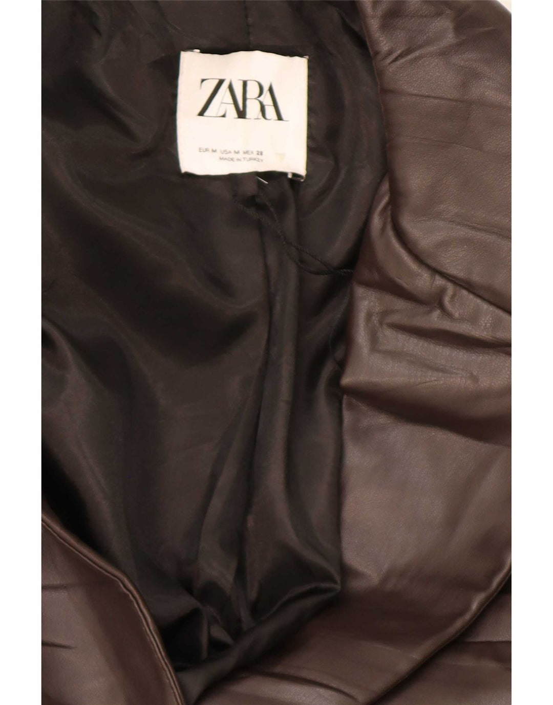 Giacca blazer da donna in ecopelle a 1 bottone Zara UK 14 Marrone medio