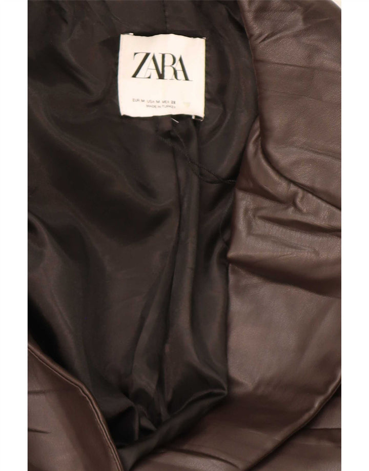 Giacca blazer da donna in ecopelle a 1 bottone Zara UK 14 Marrone medio