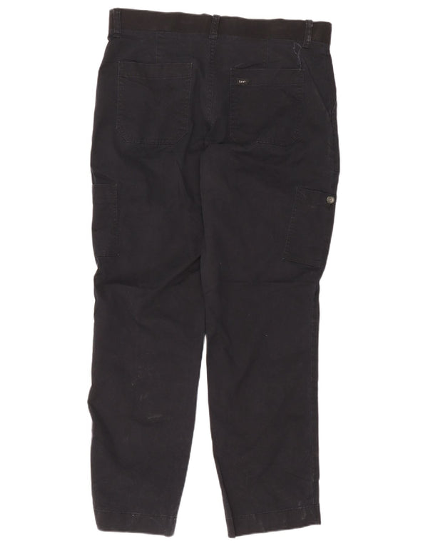 Pantaloni cargo dritti a vita alta da donna Lee US 14 XL W34 L30 cotone nero