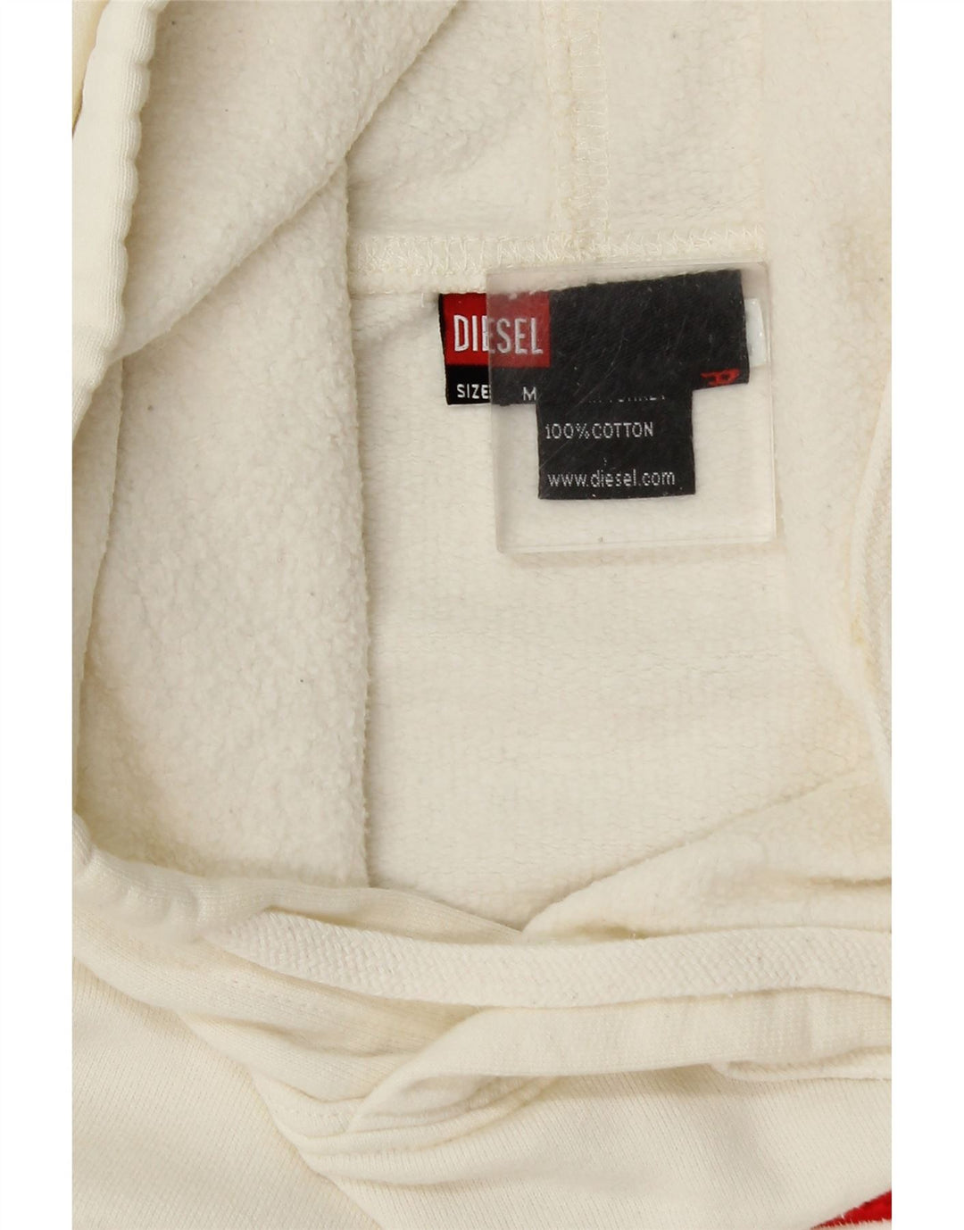 Maglione con cappuccio oversize grafico da donna Diesel UK 14 Cotone bianco medio