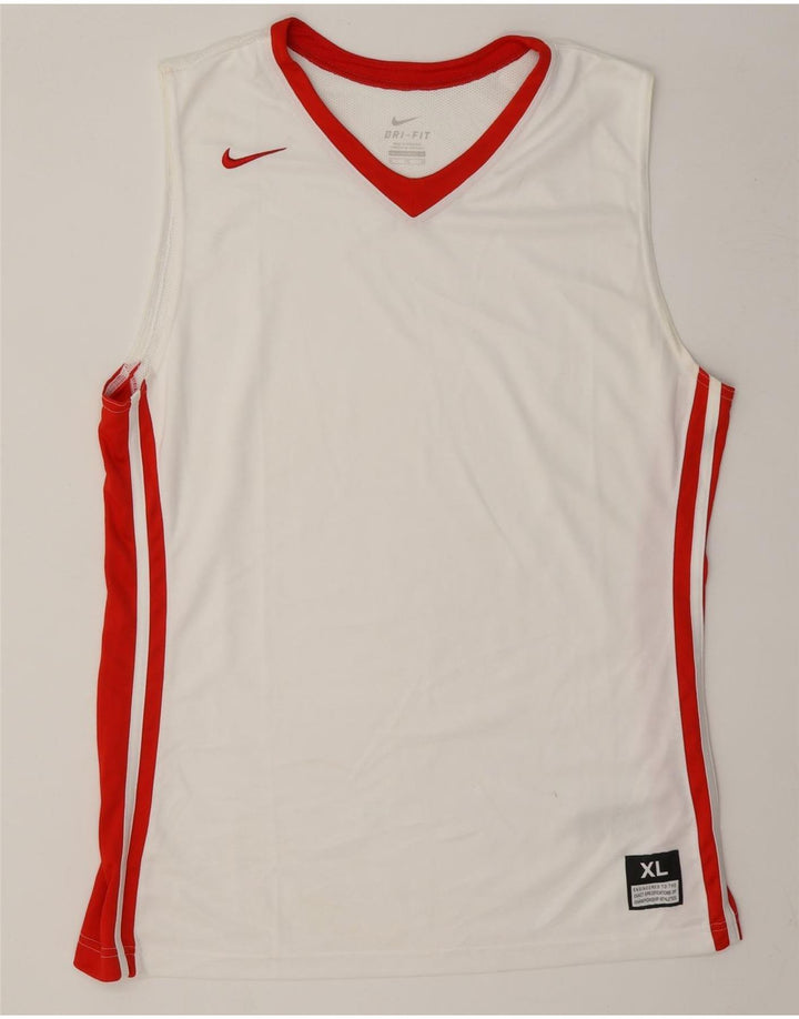 Canotta Nike Dri Fit da uomo XL in poliestere color block bianco