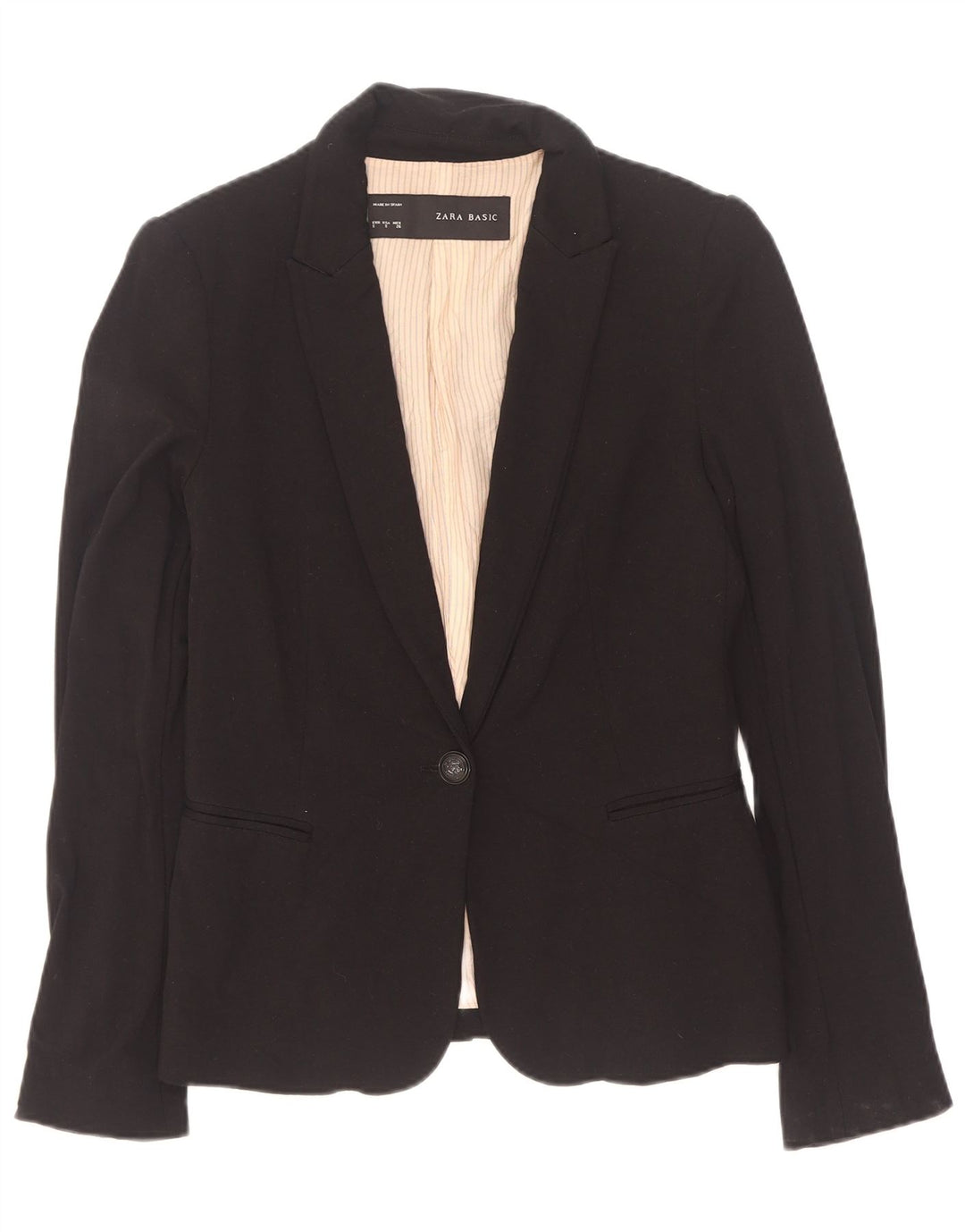 Giacca blazer a 1 bottone da donna Zara UK 10 piccola acetato nero