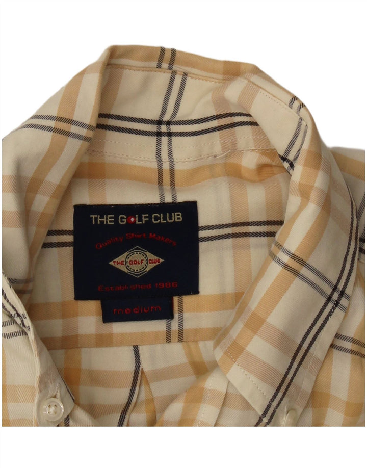 Camicia da uomo VINTAGE in cotone a quadri giallo medio