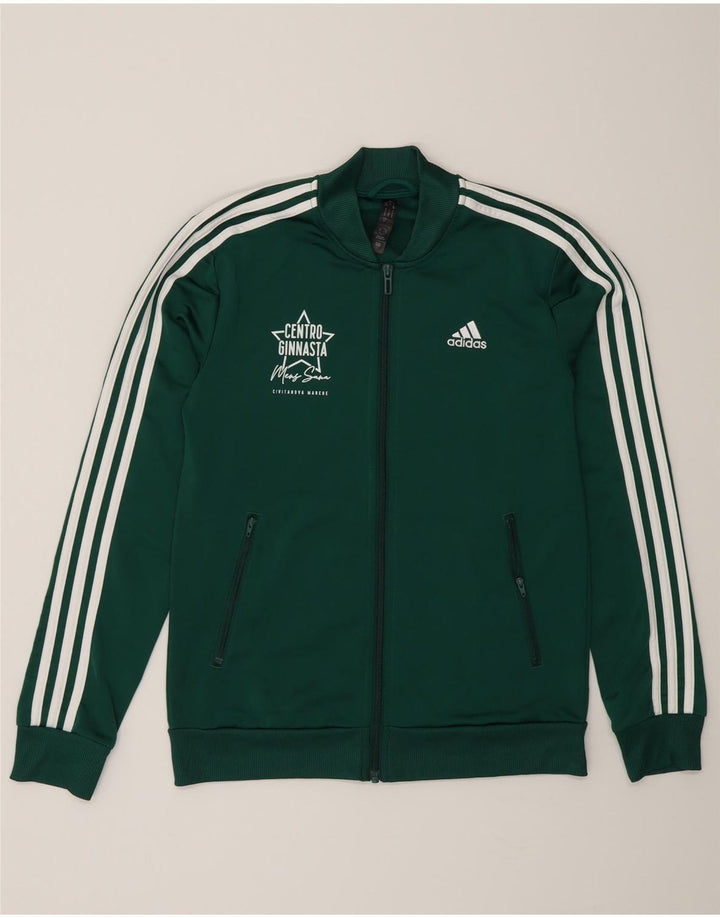 Giacca da ginnastica grafica da donna Adidas UK 8/10 piccola poliestere verde