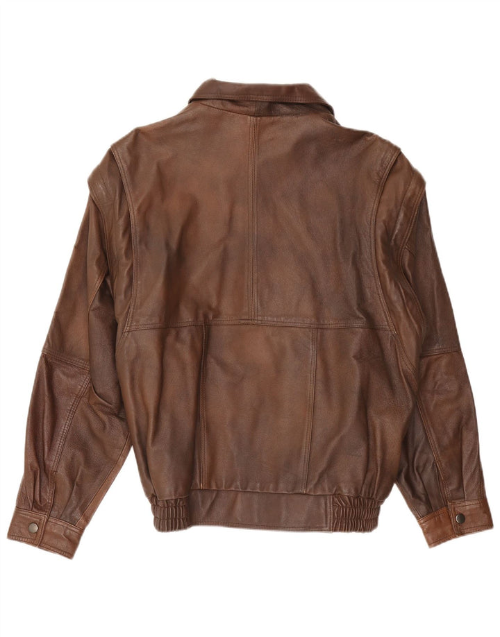 Giacca in pelle vintage da uomo UK 38 in pelle marrone medio retrò
