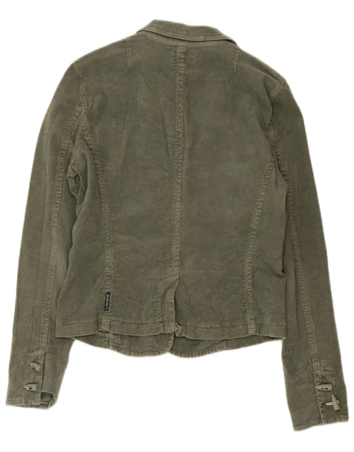 Giacca blazer da donna in velluto a coste a 3 bottoni Armani Jeans, taglia grande, colore cachi