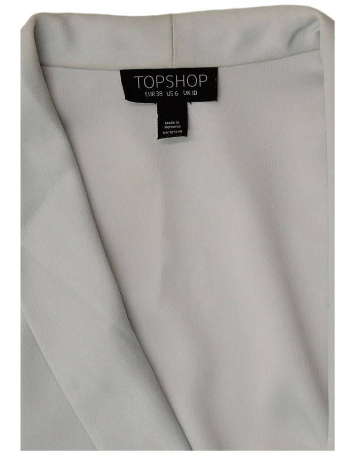 Giacca blazer doppiopetto da donna Topshop UK 10 piccola poliestere grigio