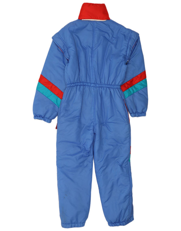 Tuta da sci vintage da uomo piccola in nylon color block blu retrò