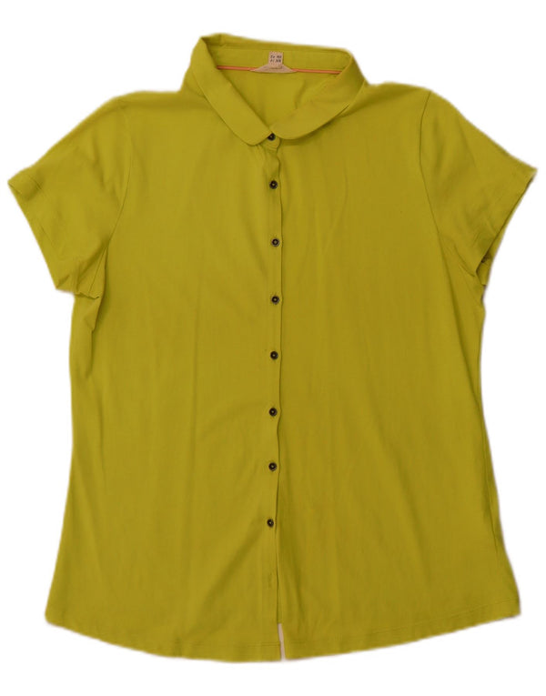 WHITE STUFF Camicia a maniche corte da donna Camicetta UK 14 Cotone verde medio
